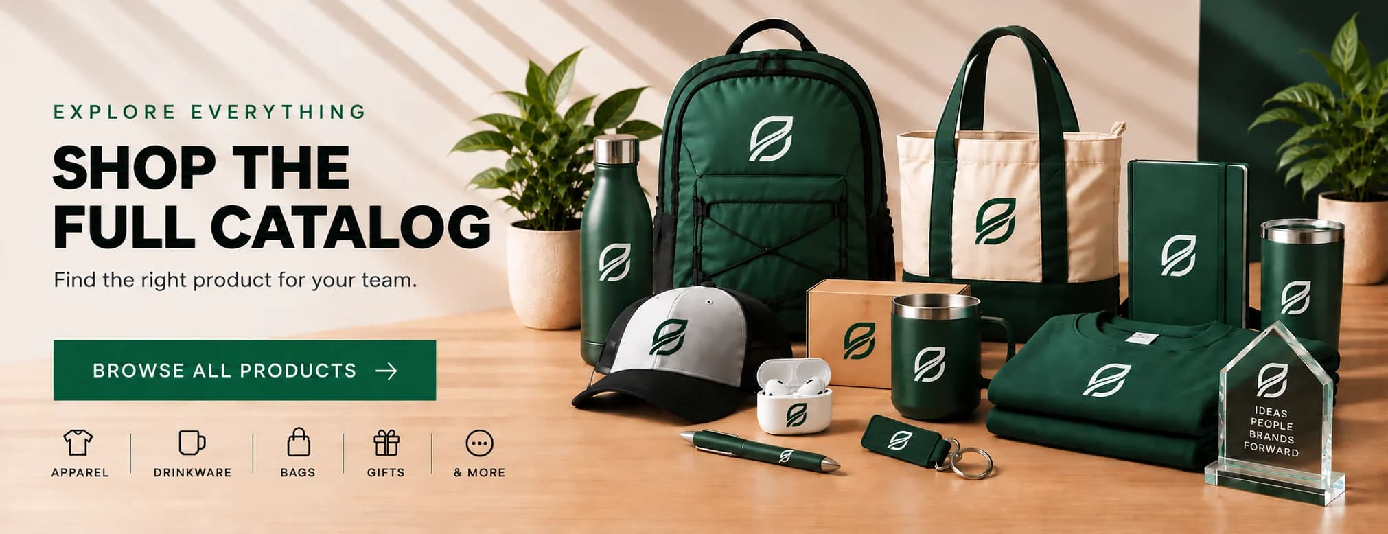 Shop the full catalog — apparel, drinkware, bags, gifts and more